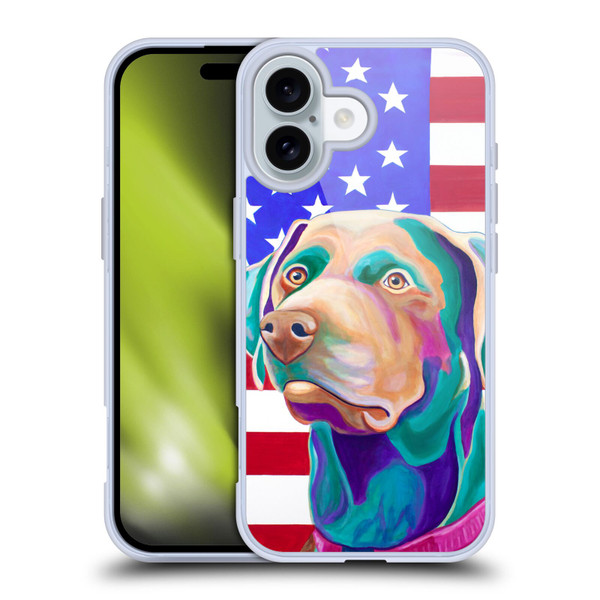 Jody Wright Dog And Cat Collection US Flag Soft Gel Case for Apple iPhone 16