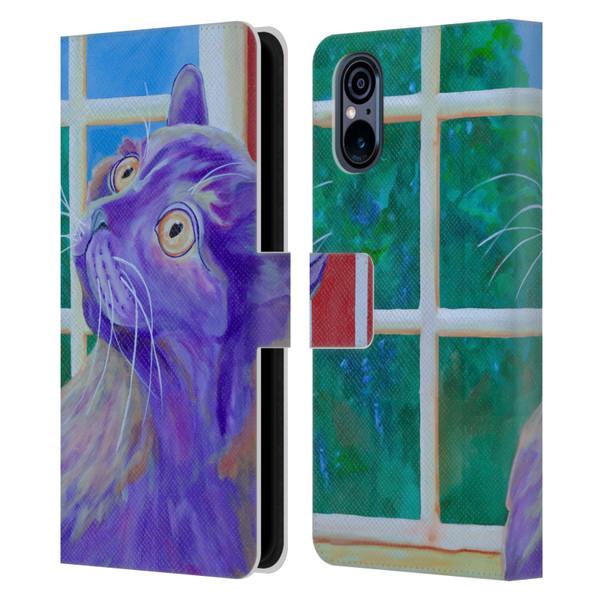 Jody Wright Dog And Cat Collection Just Outside The Window Leather Book Wallet Case Cover For Sony Xperia 5 V 5G