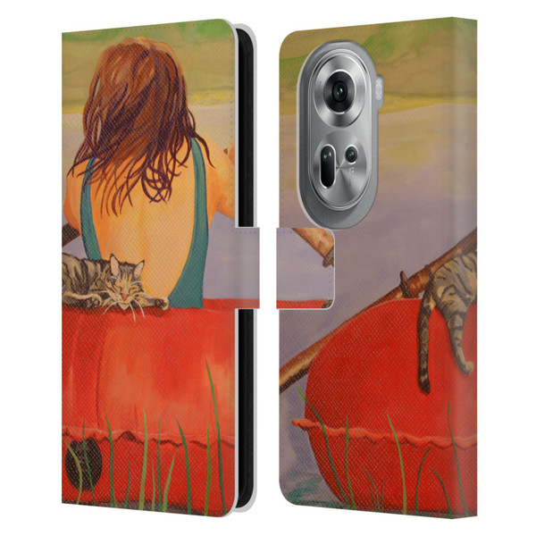 Jody Wright Life Around Us The Woman And Cat Nap Leather Book Wallet Case Cover For OPPO Reno11 Pro