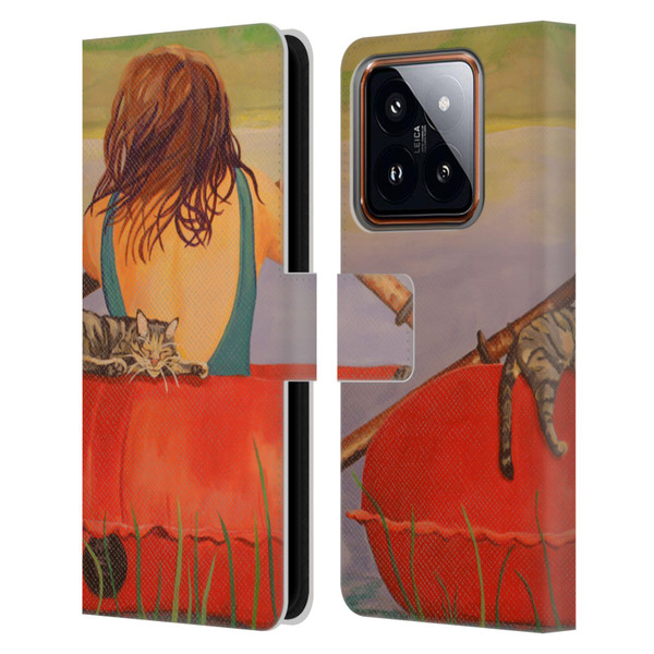 Jody Wright Life Around Us The Woman And Cat Nap Leather Book Wallet Case Cover For Xiaomi 14