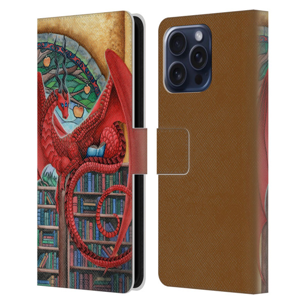 Carla Morrow Dragons Gateway Of Knowledge Leather Book Wallet Case Cover For Apple iPhone 16 Pro Max