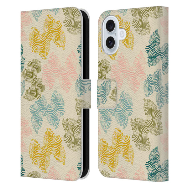 Gabriela Thomeu Art Zebra Green Leather Book Wallet Case Cover For Apple iPhone 16 Plus