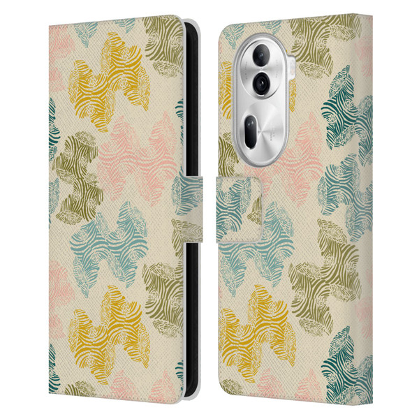 Gabriela Thomeu Art Zebra Green Leather Book Wallet Case Cover For OPPO Reno11