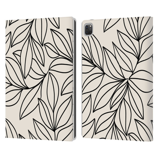 Gabriela Thomeu Floral Black And White Leaves Leather Book Wallet Case Cover For Apple iPad Pro 13 M4 2024