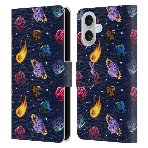 Carla Morrow Patterns Colorful Space Dice Leather Book Wallet Case Cover For Apple iPhone 16