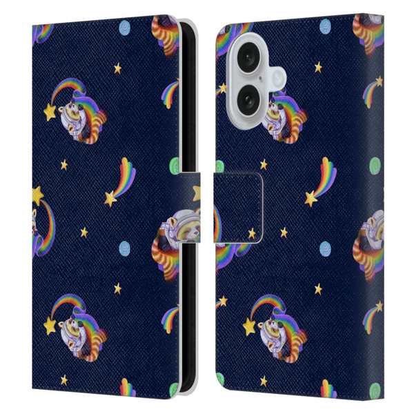 Carla Morrow Patterns Red Panda Leather Book Wallet Case Cover For Apple iPhone 16