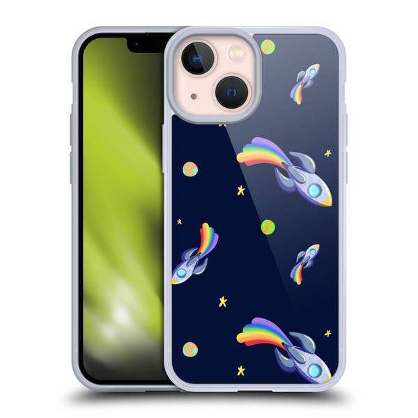 Carla Morrow Patterns Rocketship Soft Gel Case for Apple iPhone 13 Mini