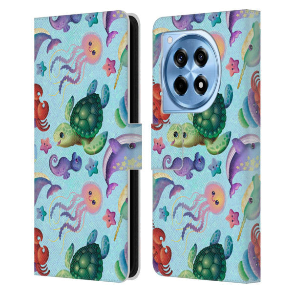 Carla Morrow Patterns Sea Life Leather Book Wallet Case Cover For OnePlus 12R