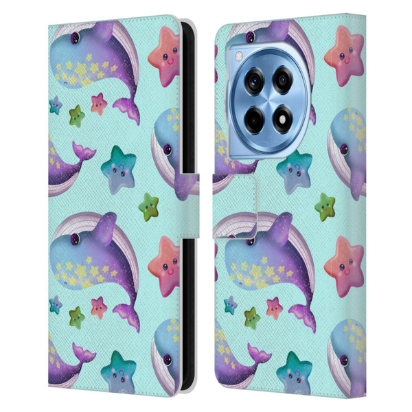 Carla Morrow Patterns Whale And Starfish Leather Book Wallet Case Cover For OnePlus 12R