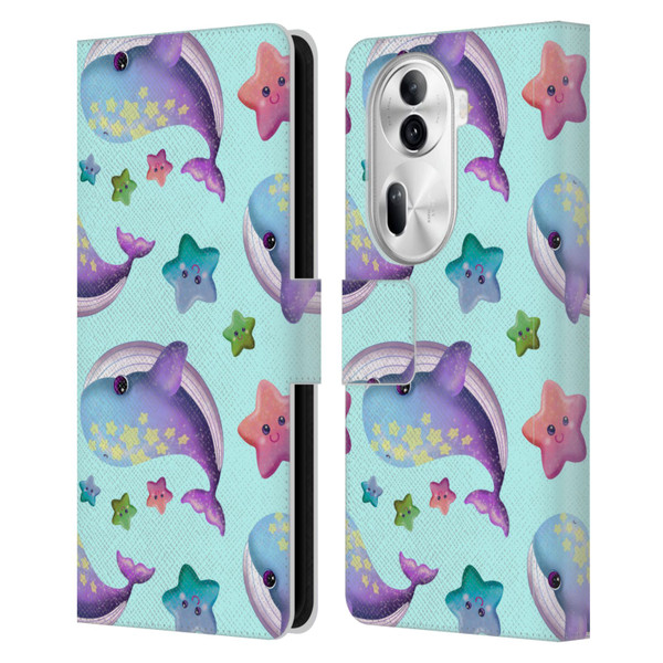 Carla Morrow Patterns Whale And Starfish Leather Book Wallet Case Cover For OPPO Reno11