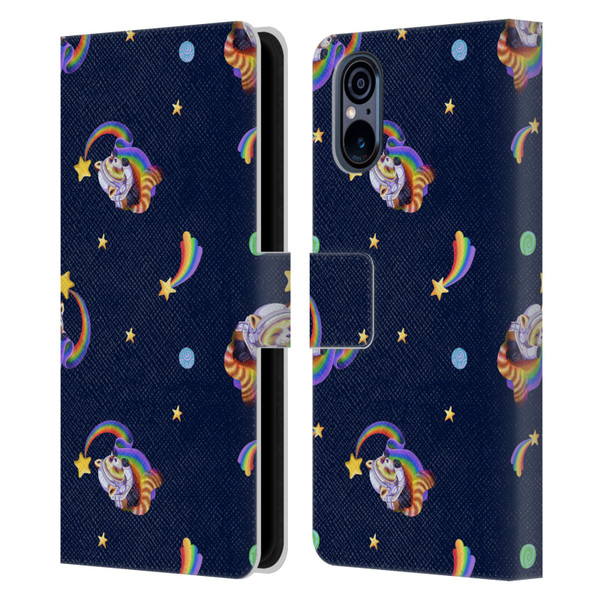 Carla Morrow Patterns Red Panda Leather Book Wallet Case Cover For Sony Xperia 5 V 5G
