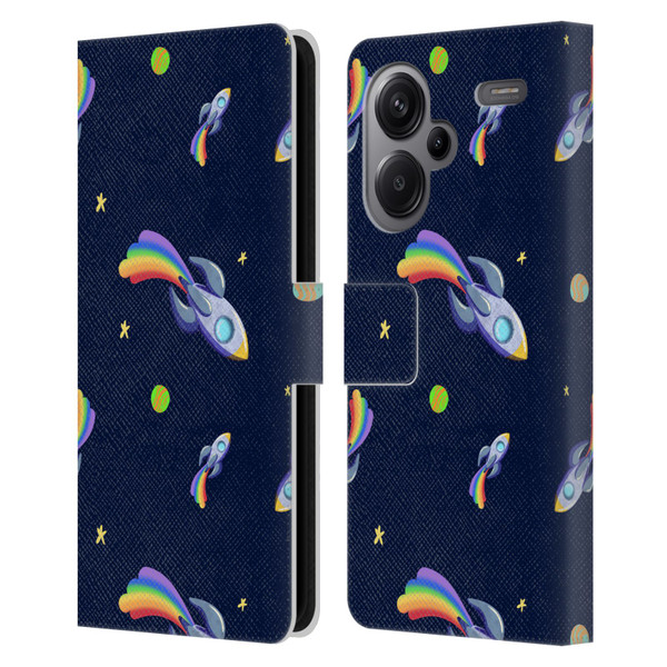 Carla Morrow Patterns Rocketship Leather Book Wallet Case Cover For Xiaomi Redmi Note 13 Pro Plus 5G