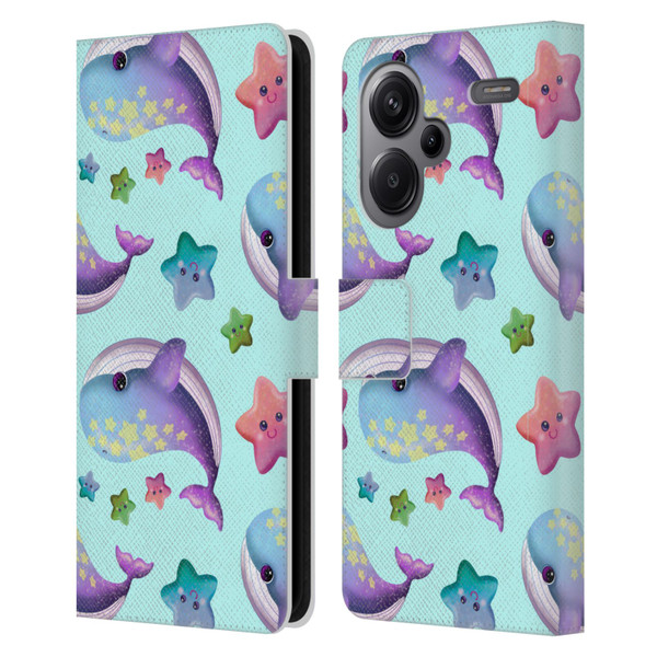 Carla Morrow Patterns Whale And Starfish Leather Book Wallet Case Cover For Xiaomi Redmi Note 13 Pro Plus 5G