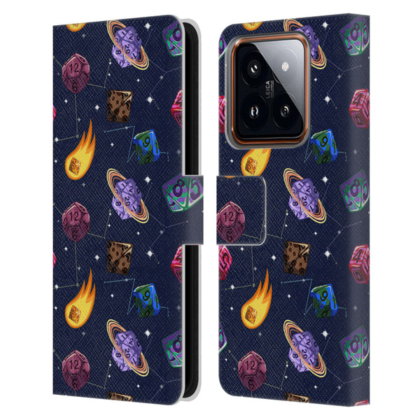 Carla Morrow Patterns Colorful Space Dice Leather Book Wallet Case Cover For Xiaomi 14
