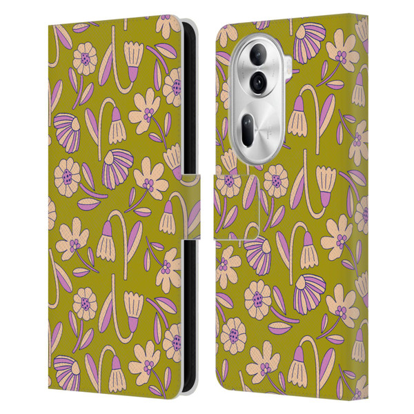 Gabriela Thomeu Floral Art Deco Leather Book Wallet Case Cover For OPPO Reno11