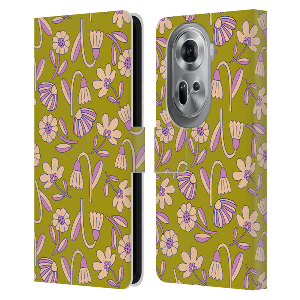 Gabriela Thomeu Floral Art Deco Leather Book Wallet Case Cover For OPPO Reno11 Pro