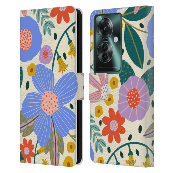 Gabriela Thomeu Floral Pure Joy - Colorful Floral Leather Book Wallet Case Cover For OPPO Reno11 F 5G / F25 Pro 5G