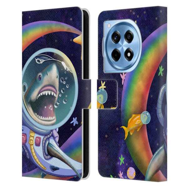 Carla Morrow Rainbow Animals Shark & Fish In Space Leather Book Wallet Case Cover For OnePlus 12R