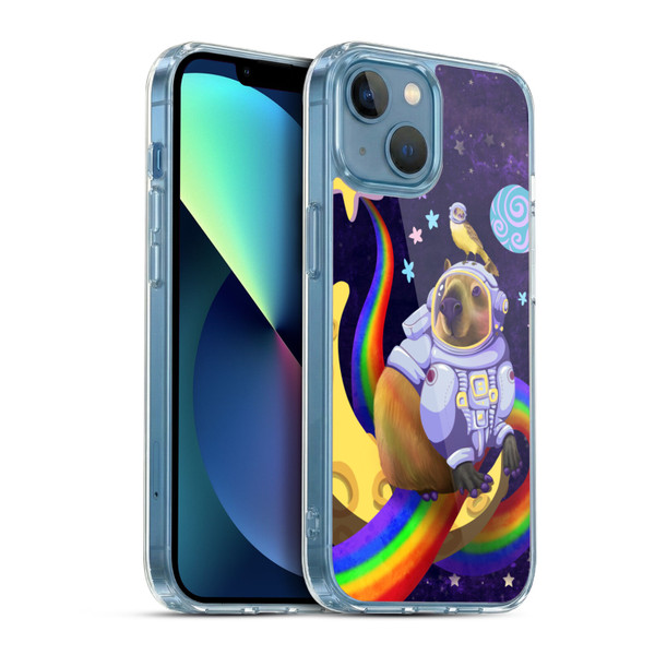 Carla Morrow Rainbow Animals Capybara Sitting On A Moon Soft Gel Case for Apple iPhone 13 Mini & MagSafe