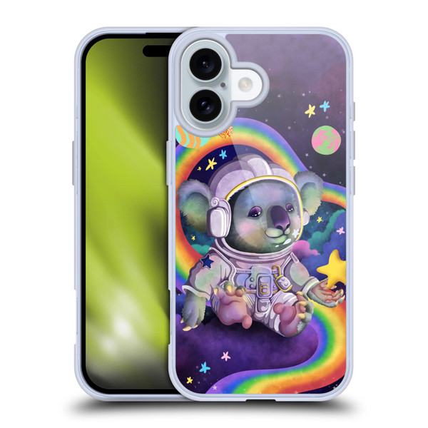 Carla Morrow Rainbow Animals Koala In Space Soft Gel Case for Apple iPhone 16