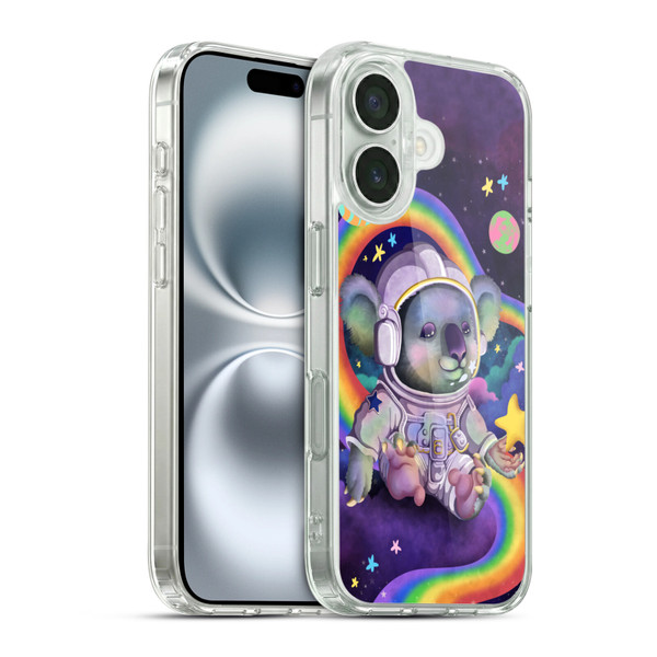 Carla Morrow Rainbow Animals Koala In Space Soft Gel Case for Apple iPhone 16 & MagSafe