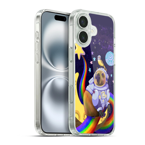 Carla Morrow Rainbow Animals Capybara Sitting On A Moon Soft Gel Case for Apple iPhone 16 Plus & MagSafe