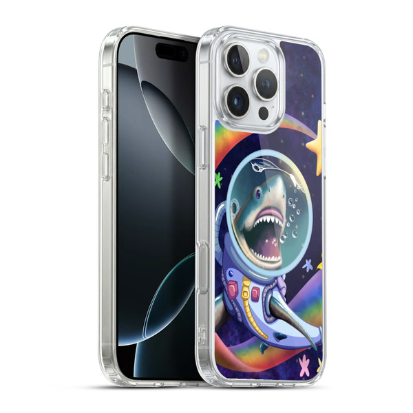 Carla Morrow Rainbow Animals Shark & Fish In Space Soft Gel Case for Apple iPhone 16 Pro Max & MagSafe