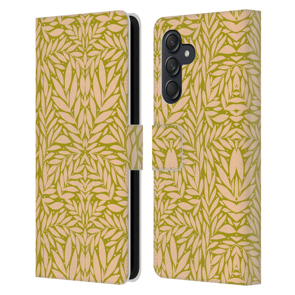 Gabriela Thomeu Floral Vintage Leaves Leather Book Wallet Case Cover For Samsung Galaxy M55 5G