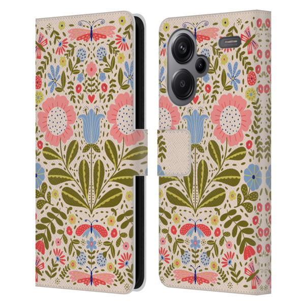 Gabriela Thomeu Floral Blooms & Butterflies Leather Book Wallet Case Cover For Xiaomi Redmi Note 13 Pro Plus 5G