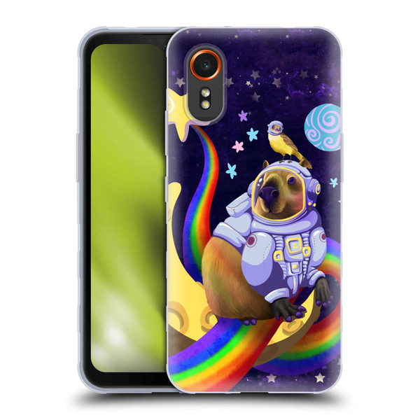 Carla Morrow Rainbow Animals Capybara Sitting On A Moon Soft Gel Case for Samsung Galaxy Xcover7 5G