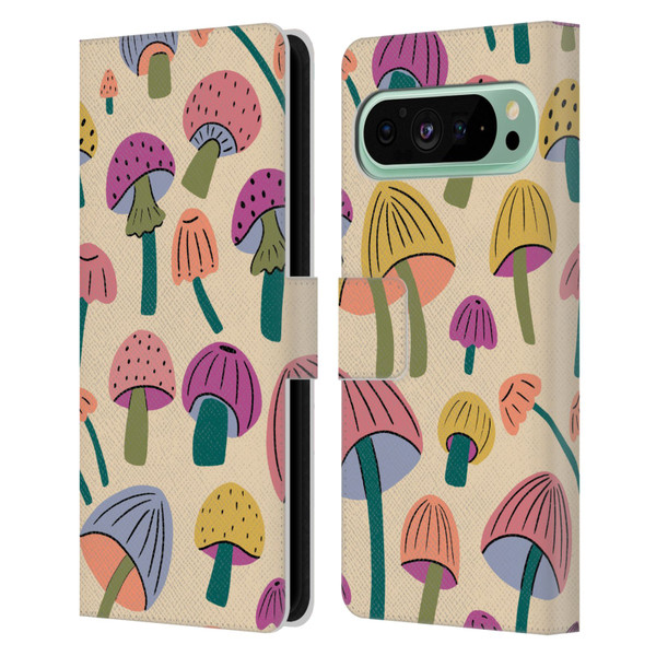 Gabriela Thomeu Retro Magic Mushroom Leather Book Wallet Case Cover For Google Pixel 9 Pro XL