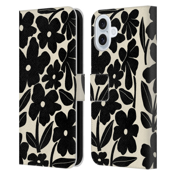 Gabriela Thomeu Retro Black And White Groovy Leather Book Wallet Case Cover For Apple iPhone 16 Plus