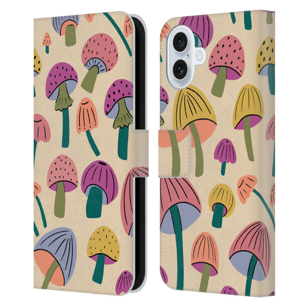 Gabriela Thomeu Retro Magic Mushroom Leather Book Wallet Case Cover For Apple iPhone 16 Plus