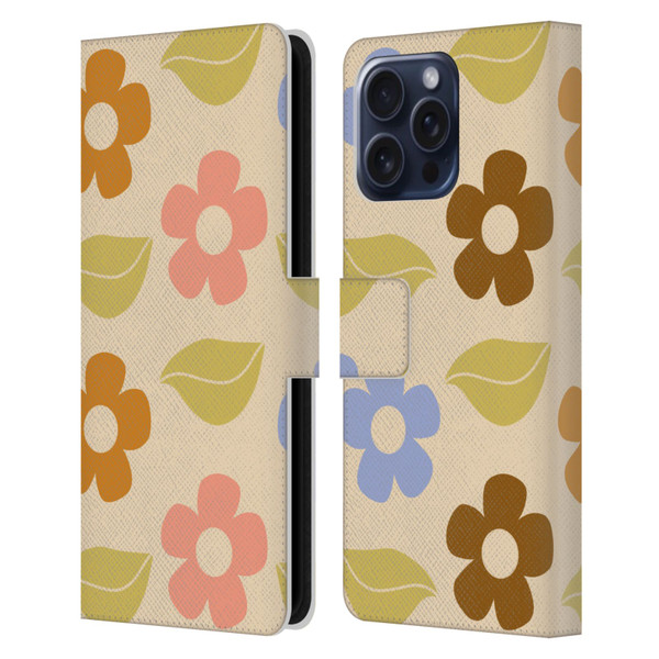 Gabriela Thomeu Retro Flower Vibe Vintage Pattern Leather Book Wallet Case Cover For Apple iPhone 16 Pro Max