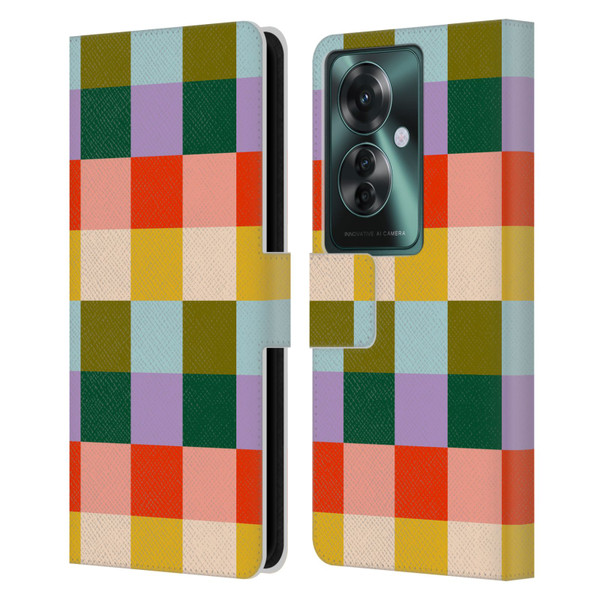 Gabriela Thomeu Retro Checkered Rainbow Vibe Leather Book Wallet Case Cover For OPPO Reno11 F 5G / F25 Pro 5G