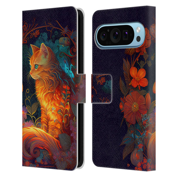 JK Stewart Art Cat Leather Book Wallet Case Cover For Google Pixel 9 / Pixel 9 Pro