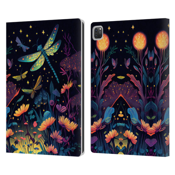 JK Stewart Art Dragonflies In Night Garden Leather Book Wallet Case Cover For Apple iPad Pro 13 M4 2024