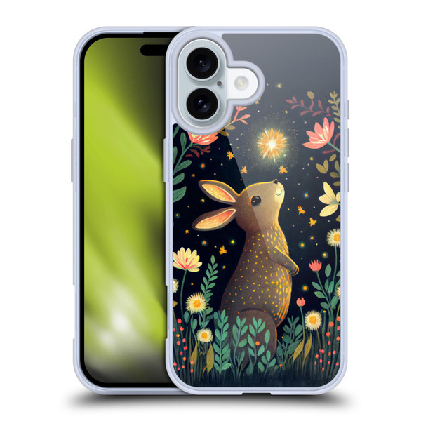 JK Stewart Art Rabbit Catching Falling Star Soft Gel Case for Apple iPhone 16