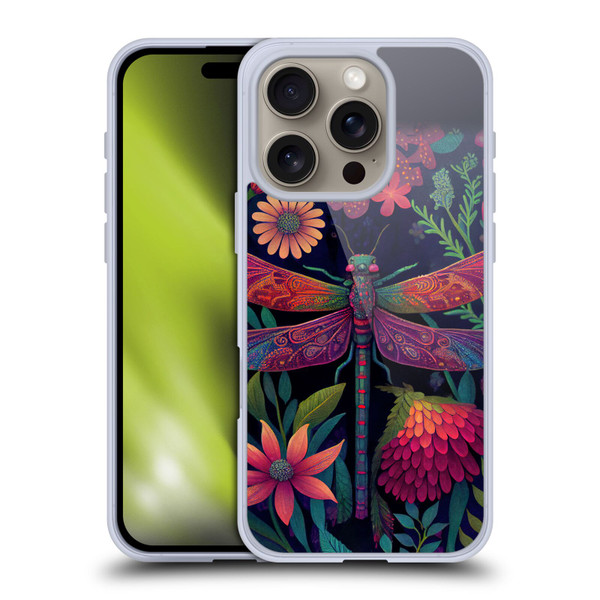 JK Stewart Art Dragonfly Purple Soft Gel Case for Apple iPhone 16 Pro