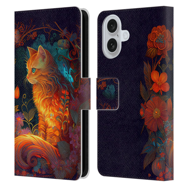 JK Stewart Art Cat Leather Book Wallet Case Cover For Apple iPhone 16