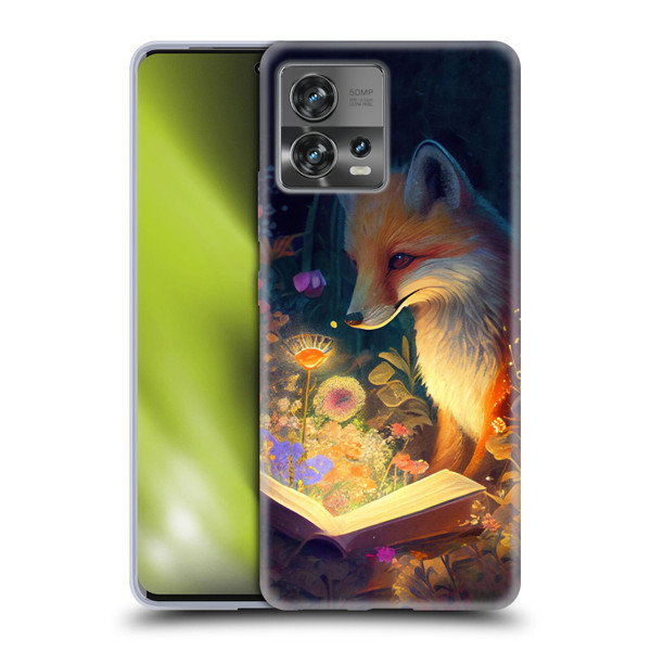 JK Stewart Art Fox Reading Soft Gel Case for Motorola Moto Edge 30 Fusion