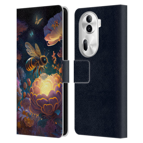 JK Stewart Art Bee Leather Book Wallet Case Cover For OPPO Reno11