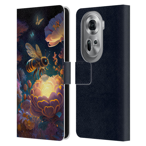 JK Stewart Art Bee Leather Book Wallet Case Cover For OPPO Reno11 Pro
