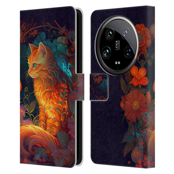 JK Stewart Art Cat Leather Book Wallet Case Cover For Xiaomi 14 Ultra