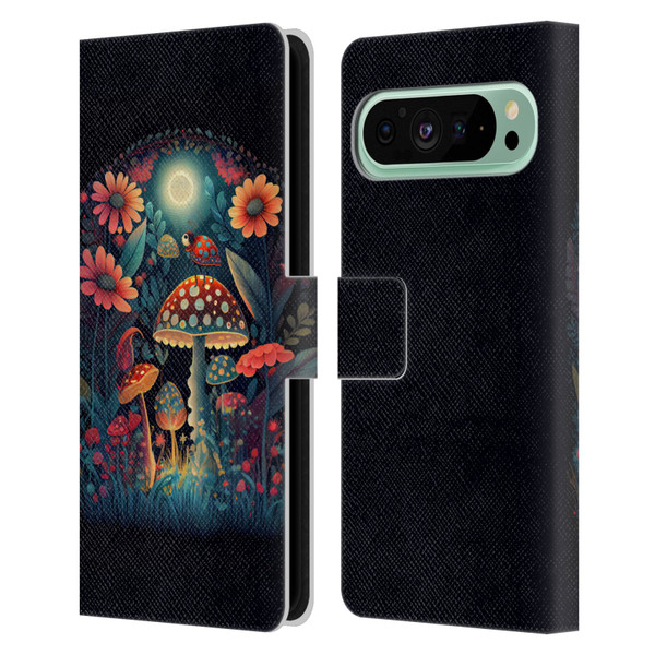 JK Stewart Graphics Ladybug On Mushroom Leather Book Wallet Case Cover For Google Pixel 9 Pro XL