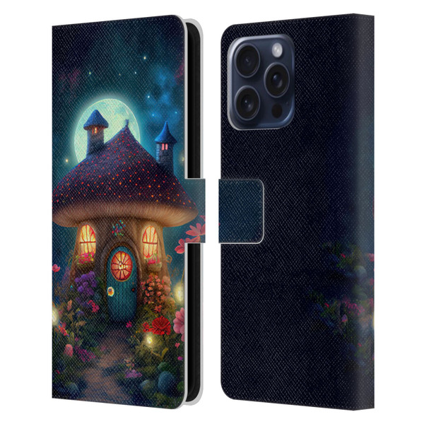 JK Stewart Graphics Mushroom House Leather Book Wallet Case Cover For Apple iPhone 16 Pro Max