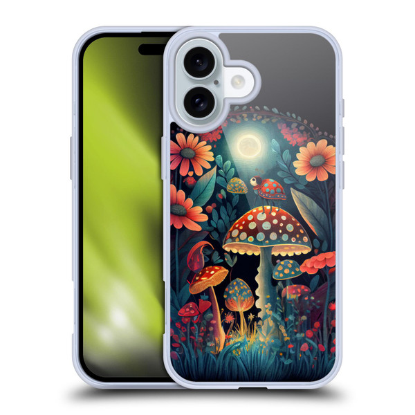 JK Stewart Graphics Ladybug On Mushroom Soft Gel Case for Apple iPhone 16