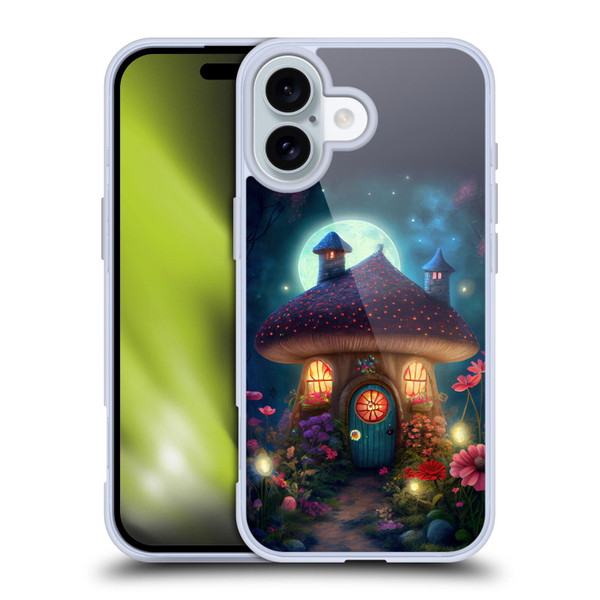 JK Stewart Graphics Mushroom House Soft Gel Case for Apple iPhone 16