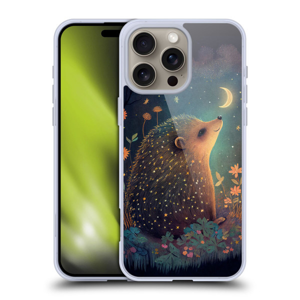 JK Stewart Graphics Hedgehog Looking Up At Stars Soft Gel Case for Apple iPhone 16 Pro Max