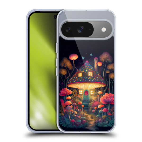 JK Stewart Graphics Mushroom Cottage Night Garden Soft Gel Case for Google Pixel 9 / Pixel 9 Pro